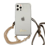 Guess iPhone 12/iPhone 12 Pro Suojakuori Chain & Script Kulta Kirkas