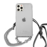 Guess iPhone 12/iPhone 12 Pro Suojakuori Chain & Script Silver Clear