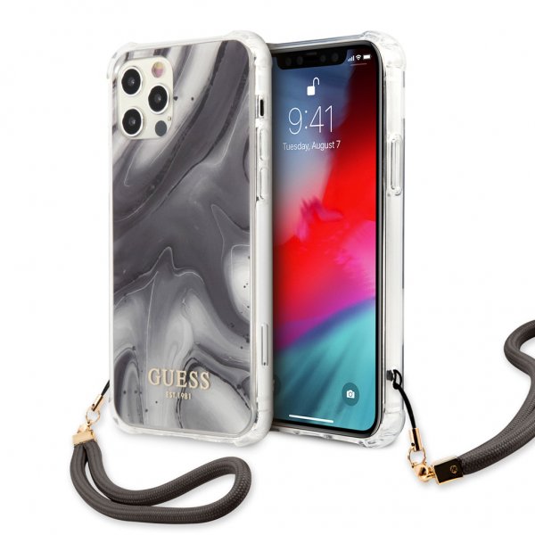 Guess iPhone 12/iPhone 12 Pro -kuori, marmorinharmaa