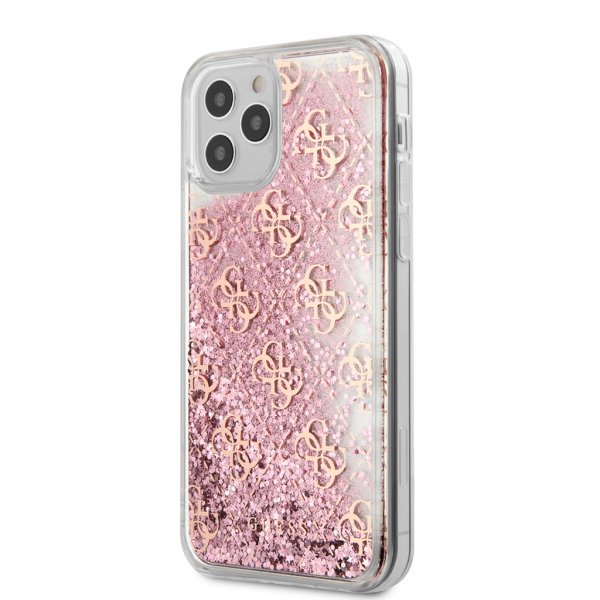 Guess iPhone 12/iPhone 12 Pro Kuoret Liquid Glitter Pink