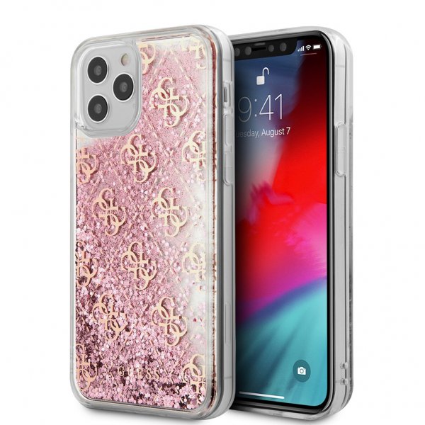 Guess iPhone 12/iPhone 12 Pro Kuoret Liquid Glitter Pink