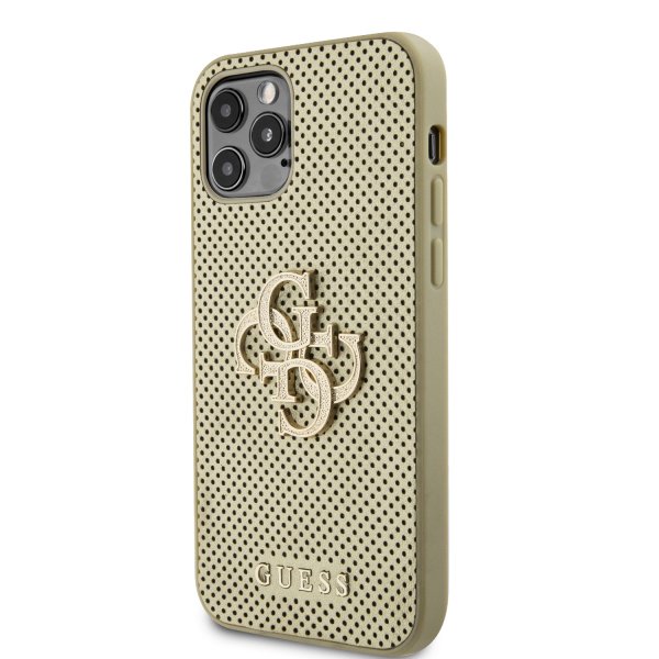 Guess iPhone 12/iPhone 12 Pro Kuori Perforoitu Glitter Kulta