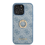 Guess iPhone 13 Pro -suojakuori, rengasjalusta, sininen