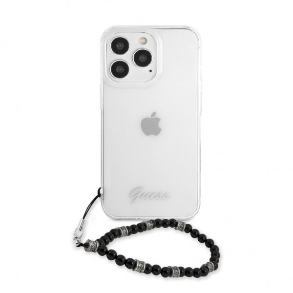 Guess iPhone 13 Pro -suojakuori Pearl Handle Script Logo, musta