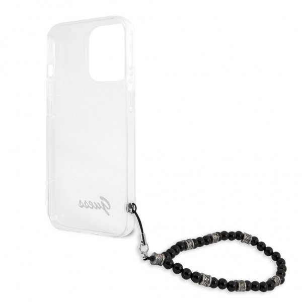 Guess iPhone 13 Pro -suojakuori Pearl Handle Script Logo, musta