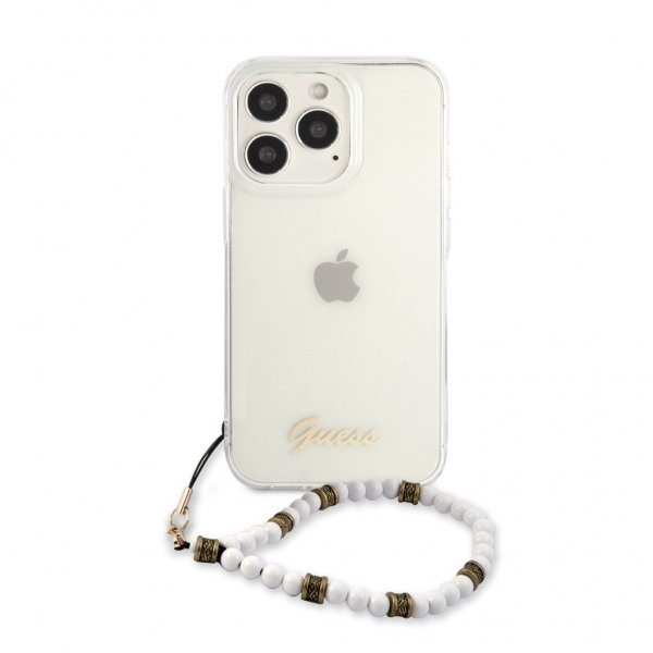 Guess iPhone 13 Pro Suojakuori Pearl Handle Script Logo White