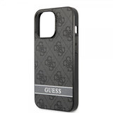 Guess iPhone 13 Pro -suojakuori Printed Stripe Bottom, harmaa