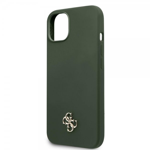 Guess iPhone 13 Kuori Silikoni Metalli Logo 4G Vihreä