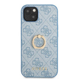 Guess iPhone 13 Mini -suojakuori, rengasjalusta, sininen
