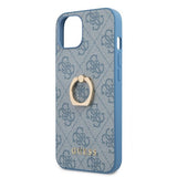 Guess iPhone 13 Mini -suojakuori, rengasjalusta, sininen