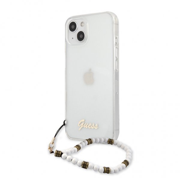 Guess iPhone 13 Mini Kuori Pearl Handle Script Logo Valkoinen