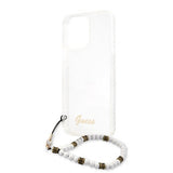 Guess iPhone 13 Pro Max kuori Pearl Handle Script Logo White