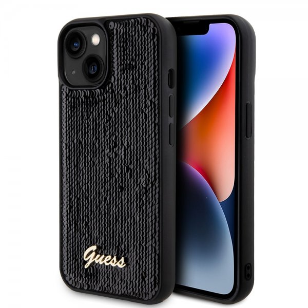Guess iPhone 15 Kuoret Sequin Musta