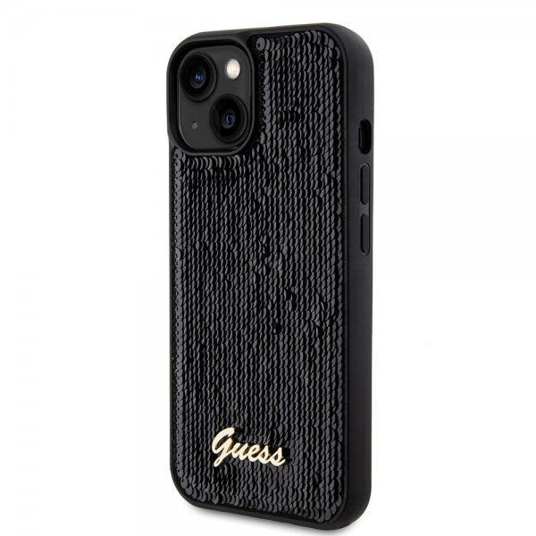 Guess iPhone 15 Kuoret Sequin Musta