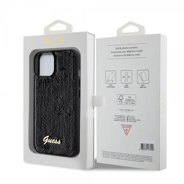 Guess iPhone 15 Kuoret Sequin Musta