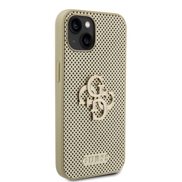 Guess iPhone 15 Kuori Perforated Glitter Kulta