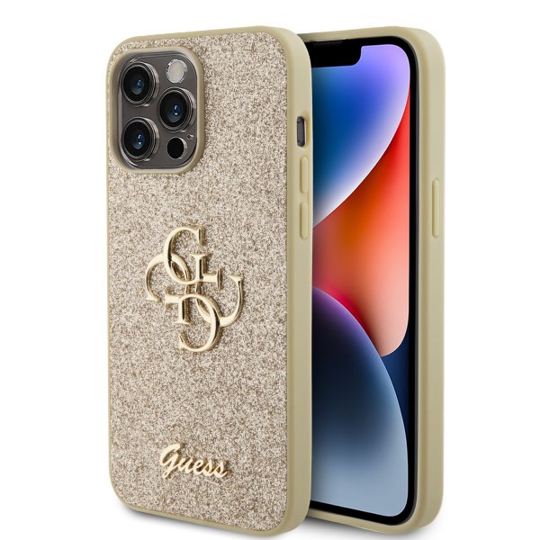 Guess iPhone 15 Pro Max Suojakuori Fixed Glitter Kulta