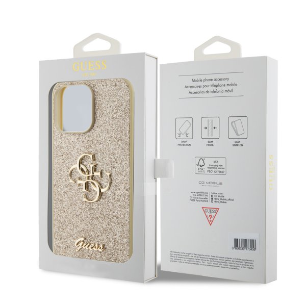 Guess iPhone 15 Pro Max Suojakuori Fixed Glitter Kulta