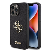 Guess iPhone 15 Pro Max Suojakuori Fixed Glitter Musta