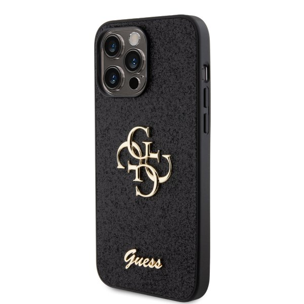 Guess iPhone 15 Pro Max Suojakuori Fixed Glitter Musta