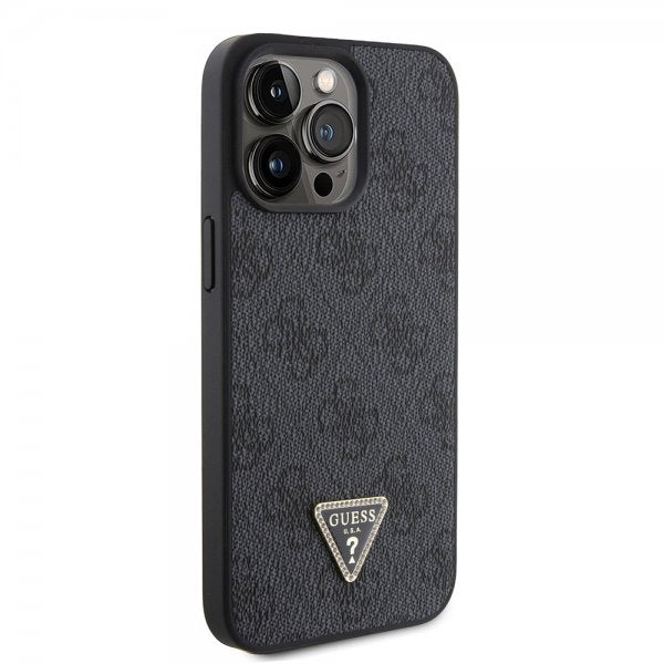 Guess iPhone 15 Pro Max Kuori 4G Metal Triangle Strass Musta