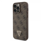 Guess iPhone 15 Pro Max Kuori 4G Metal Triangle Strass Ruskea