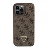 Guess iPhone 15 Pro Max Kuori 4G Metal Triangle Strass Ruskea