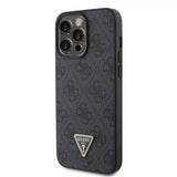 Guess iPhone 15 Pro Max Kuori Metal Logo Strass Crossbody Strap Musta