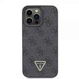 Guess iPhone 15 Pro Max Kuori Metal Logo Strass Crossbody Strap Musta