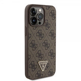 Guess iPhone 15 Pro Max Kuori Metal Logo Strass Crossbody Strap Ruskea