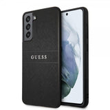 Guess Samsung Galaxy S21 FE Kuori Saffiano Metal Logo Musta
