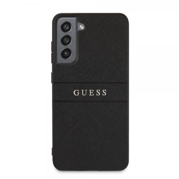 Guess Samsung Galaxy S21 FE Kuori Saffiano Metal Logo Musta