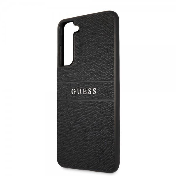 Guess Samsung Galaxy S21 FE Kuori Saffiano Metal Logo Musta