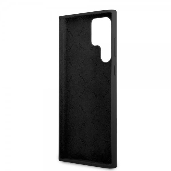Guess Samsung Galaxy S22 Ultra Suojakuori Script Metal Logo Musta