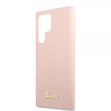 Guess Samsung Galaxy S22 Ultra Suojakuori Script Metal Logo Vaaleanpunainen