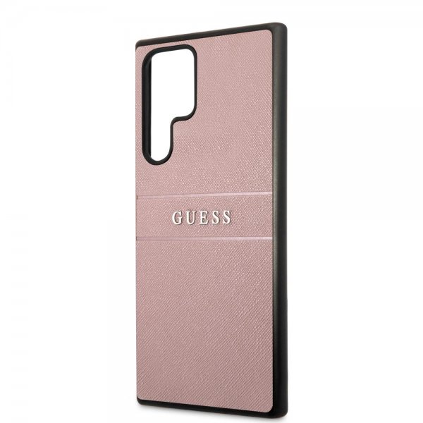 Guess Samsung Galaxy S22 Ultra Suojakuori Saffiano Metal Logo Ruusu