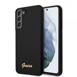 Guess Samsung Galaxy S22 Kuori Script Metal Logo Musta