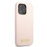 Guess iPhone 13 Pro -silikonikuori, jossa on MagSafe-metallilevy, pinkki