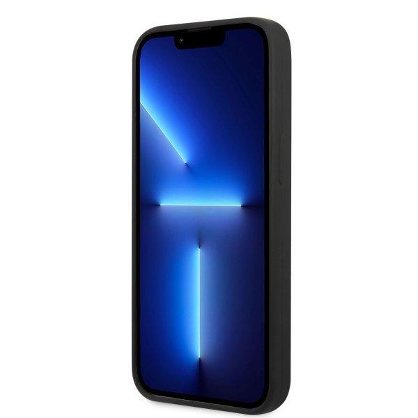 Guess iPhone 13 Pro Max kuori silikoninen metallilevy MagSafe musta