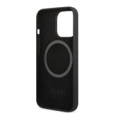 Guess iPhone 13 Pro Max kuori silikoninen metallilevy MagSafe musta