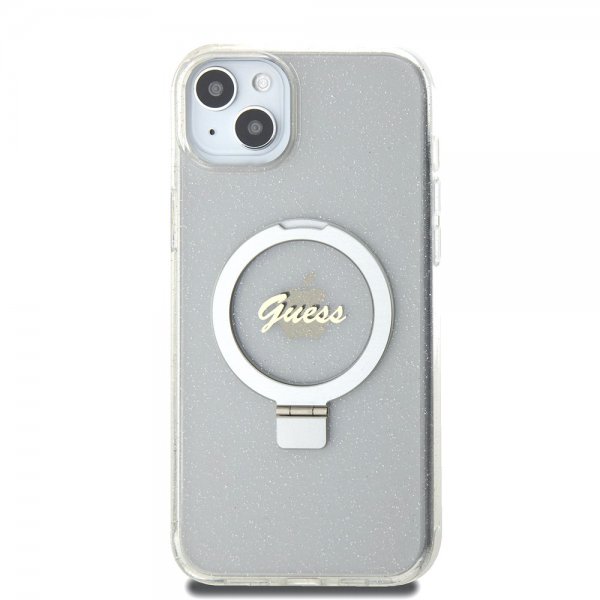 Guess iPhone 15 Plus Suojakuori Sormusteline Glitter MagSafe Läpinäkyvä