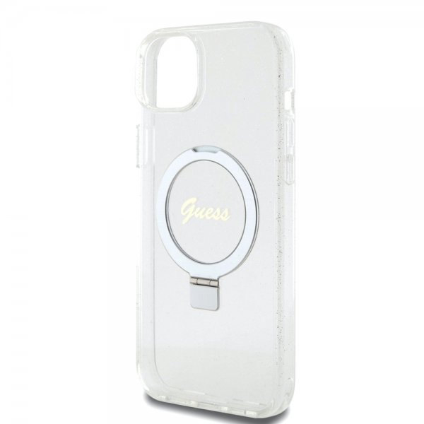 Guess iPhone 15 Plus Suojakuori Sormusteline Glitter MagSafe Läpinäkyvä
