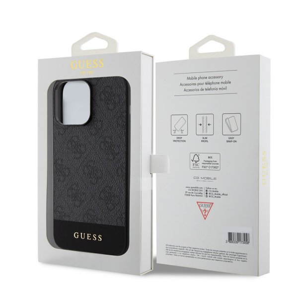 Guess iPhone 15 Pro Max Kuori Bottom Stripe MagSafe Musta