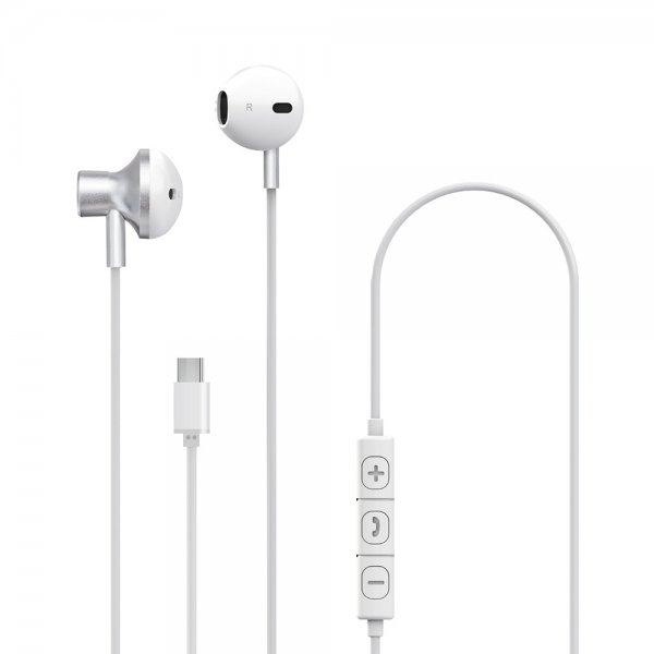 Xqisit USB-C nappikuulokkeet, valkoinen