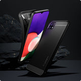 Spigen Samsung Galaxy A22 5G Suojakuori Rugged Armor Mattamusta