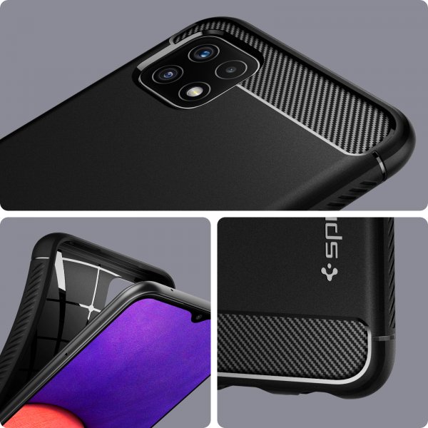 Spigen Samsung Galaxy A22 5G Suojakuori Rugged Armor Mattamusta
