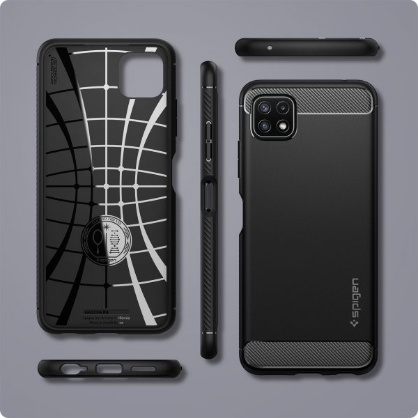 Spigen Samsung Galaxy A22 5G Suojakuori Rugged Armor Mattamusta
