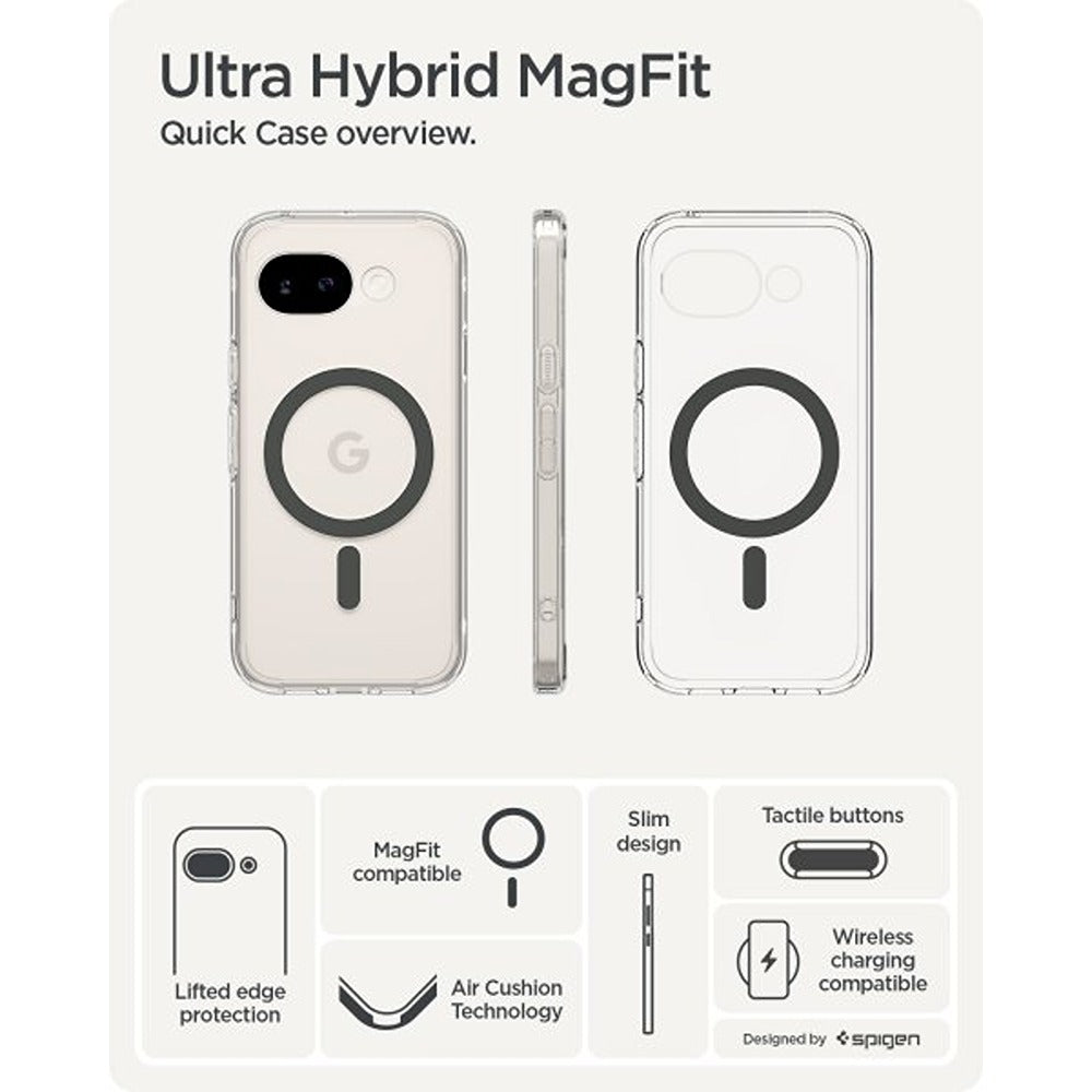 Spigen Google Pixel 10a -suojakuori Ultra Hybrid MagFit Clear Graphite