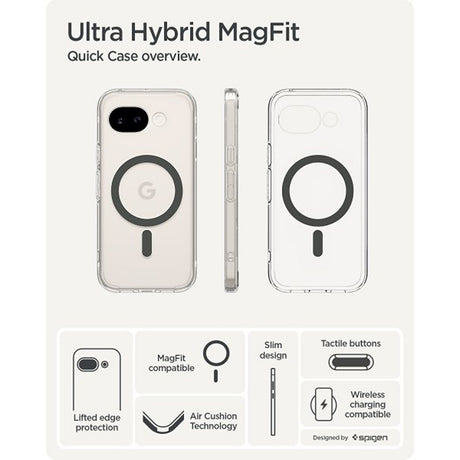 Spigen Google Pixel 10a -suojakuori Ultra Hybrid MagFit Clear Graphite