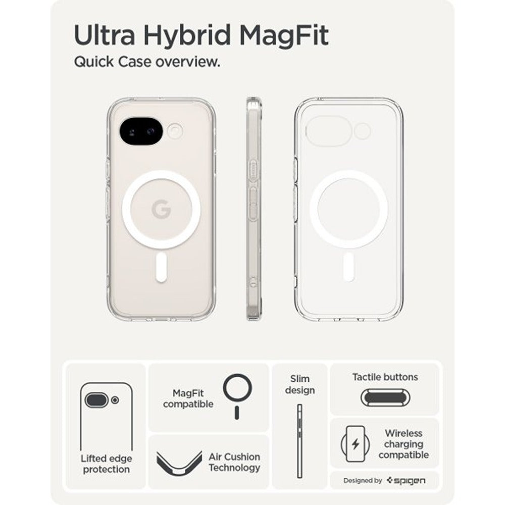 Spigen Google Pixel 10a -suojakuori Ultra Hybrid MagFit Clear White